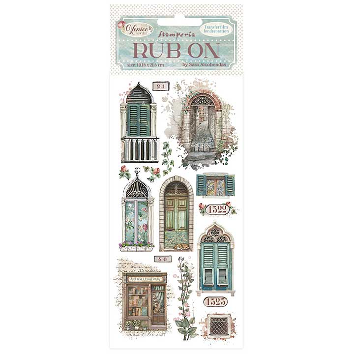 Stamperia Venice City of Art Rub-On 4x8,5 Inch Doors and Windows