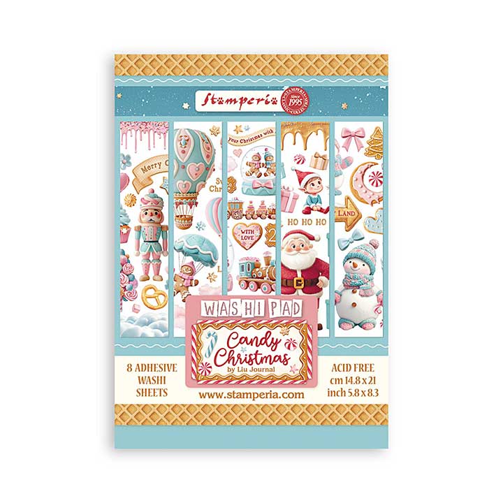 Stamperia Candy Christmas A5 Washi Pad (8pcs)