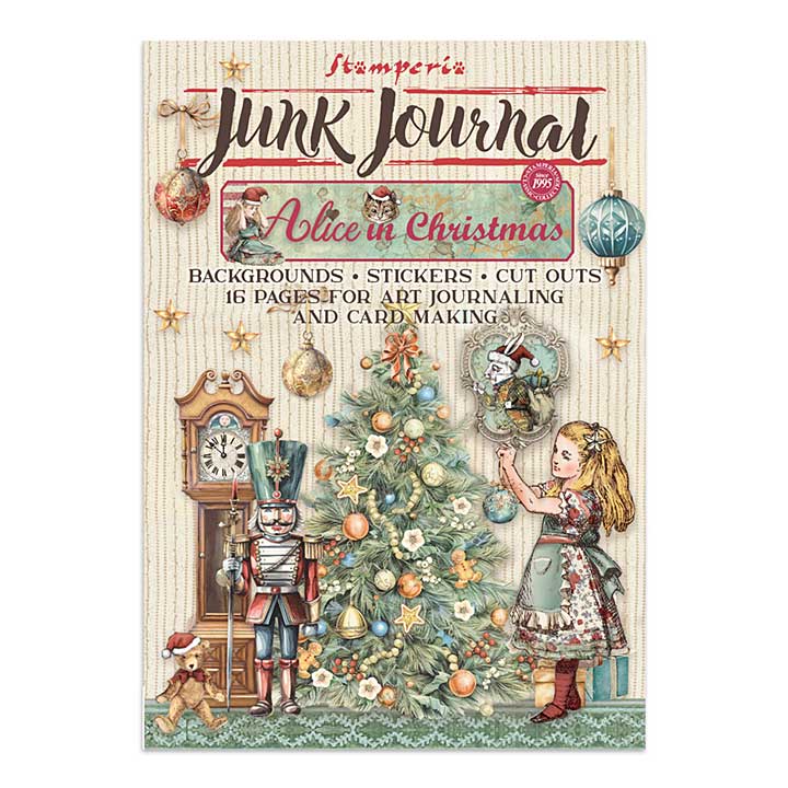 Stamperia Alice in Christmas Junk Journal Backgrounds, Stickers, Cut-Outs
