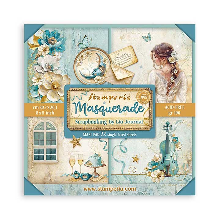 Stamperia Masquerade 8x8 Inch Paper Pack Maxi (Single Face)