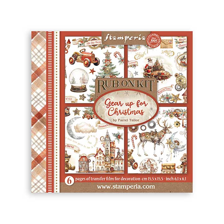 Stamperia Gear up for Christmas Rub-On 6,1x6,1 Inch Assortment (6pcs)