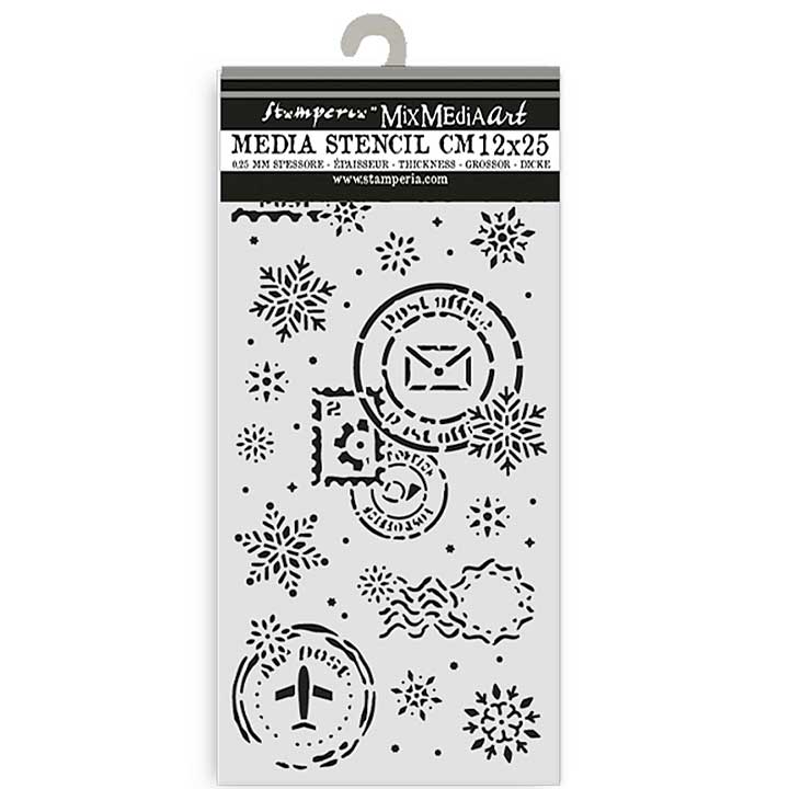 Stamperia Gear up for Christmas Thick Stencil 12x25cm Snowflakes