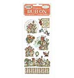 Stamperia Furry Friends Rub-On 4x8,5 Inch Houses