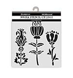 Stamperia Furry Friends Thick Stencil 12x12cm Stylized Flowers