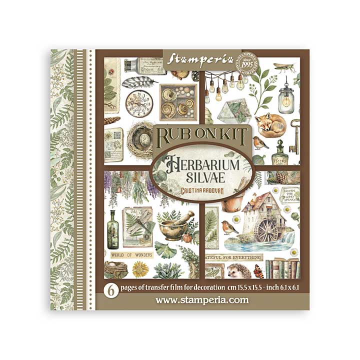 SO: Stamperia Herbarium Silvae Rub-On 6,1x6,1 Inch Assortment (6pcs)