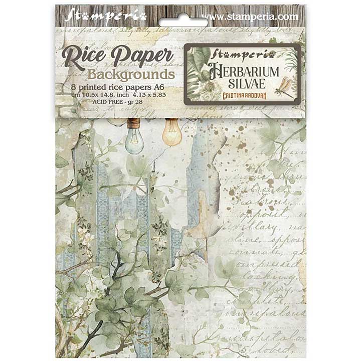 Stamperia Herbarium Silvae A6 Rice Paper Backgrounds (8pcs)