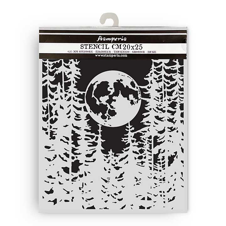 Stamperia Herbarium Silvae Thick Stencil 20x25cm Moon in the Forest