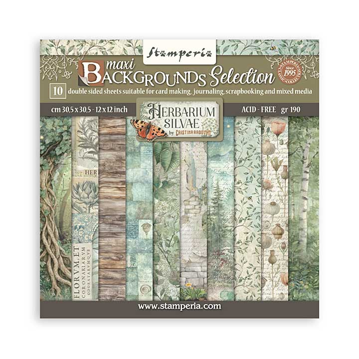 Stamperia Herbarium Silvae 12x12 Inch Paper Pack Maxi Background Selection