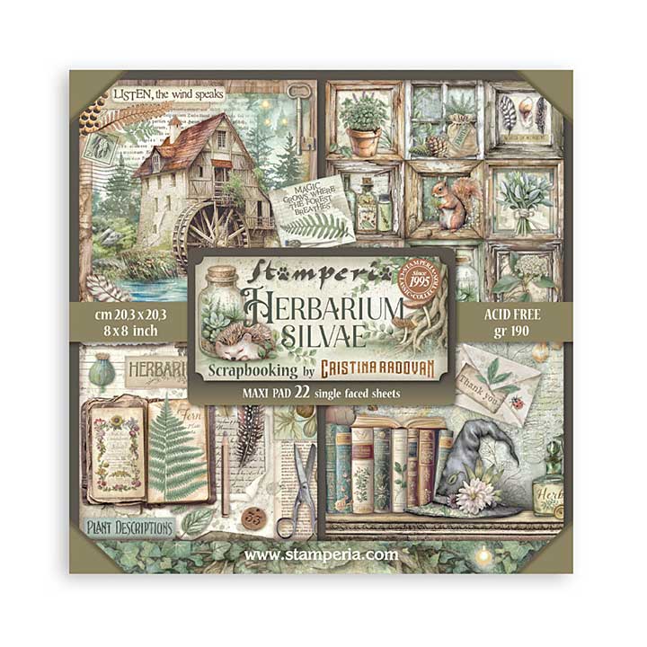 Stamperia Herbarium Silvae 8x8 Inch Maxi Paper Pack (Single Face)