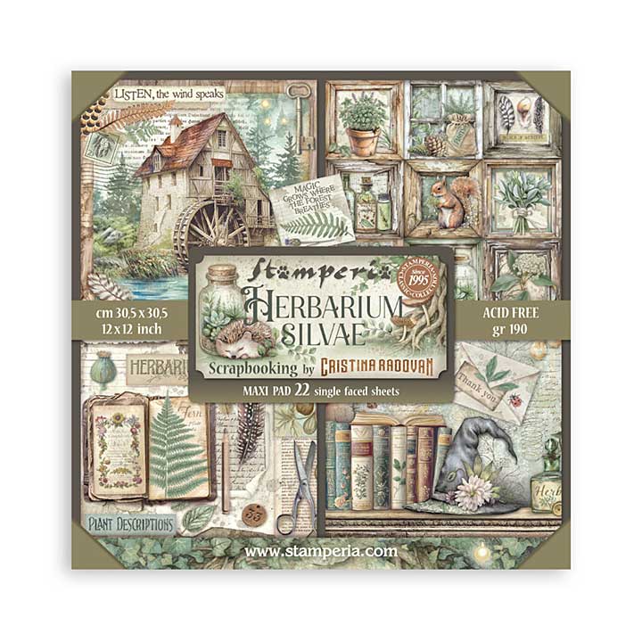 SO: Stamperia Herbarium Silvae 12x12 Inch Maxi Paper Pack (Single Face)