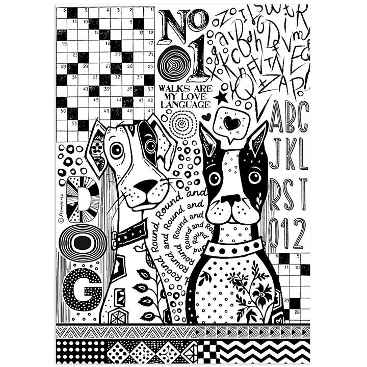 Stamperia Furry Friends A4 Rice Paper Dogs One Color Print (6pcs)
