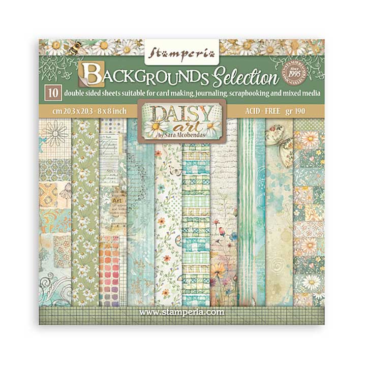 Stamperia Daisy Art 8x8 Inch Paper Pack Maxi Background Selection