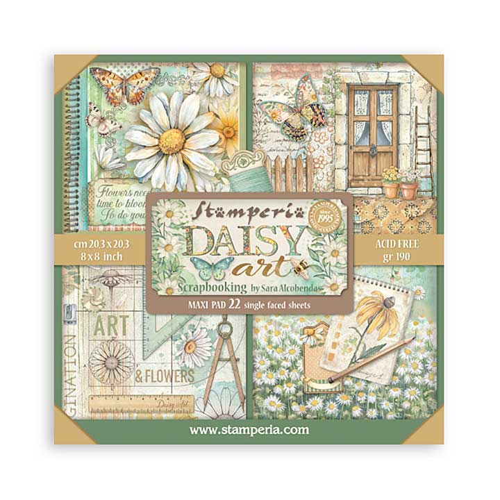 Stamperia Daisy Art 8x8 Inch Paper Pack Maxi (Single Face)