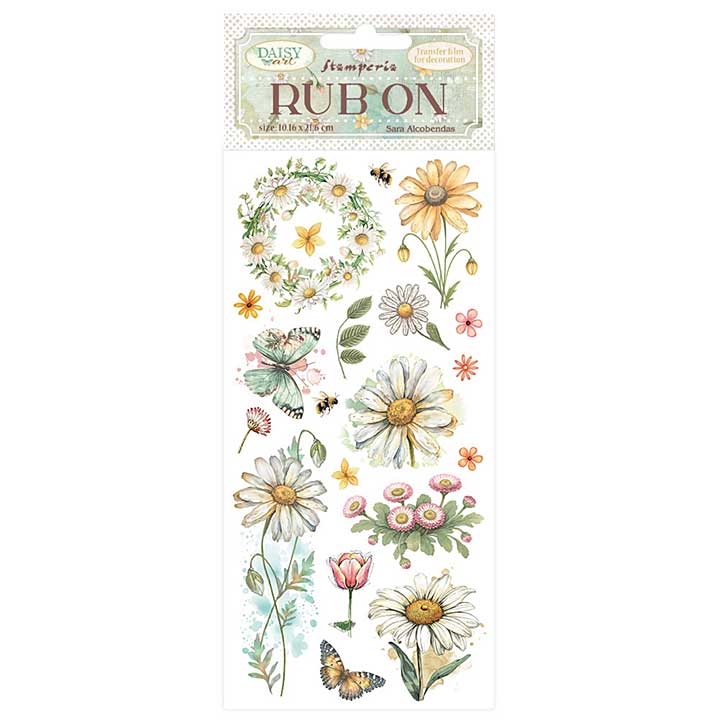 Stamperia Daisy Art Rub-On 10,16x21,6cm Daisy and Butterfly