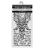 Stamperia Gardens of Time Thick Stencil 12x25cm Clock and Writing by Antonis Tzanidakis