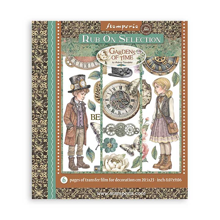 Stamperia Gardens of Time Rub-On 20,5x23cm Assortment (6pcs) by Antonis Tzanidakis