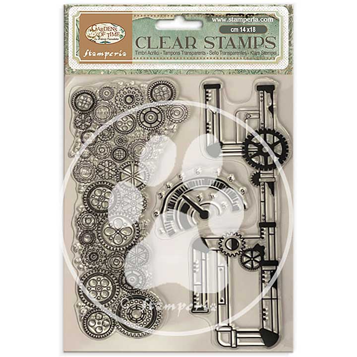 Stamperia Gardens of Time Clear Stamp Tubes and Clocks by Antonis Tzanidakis