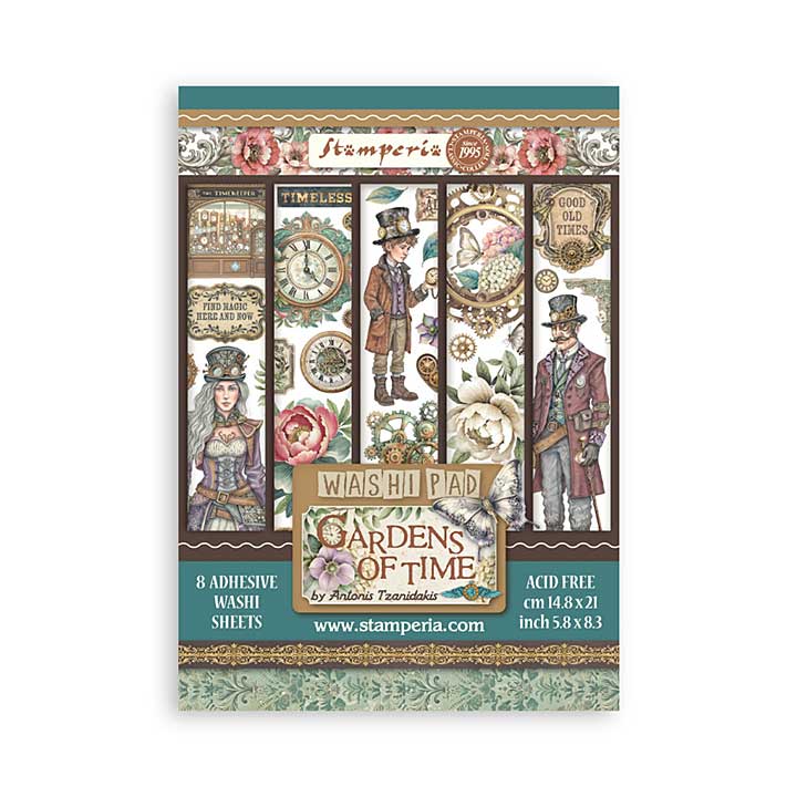 Stamperia Gardens of Time A5 Washi Pad (8pcs) by Antonis Tzanidakis