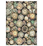 Stamperia Gardens of Time A4 Rice Paper Clock Pattern (6pcs) by Antonis Tzanidakis