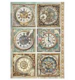 Stamperia Gardens of Time A4 Rice Paper 6 Clocks (6pcs) by Antonis Tzanidakis