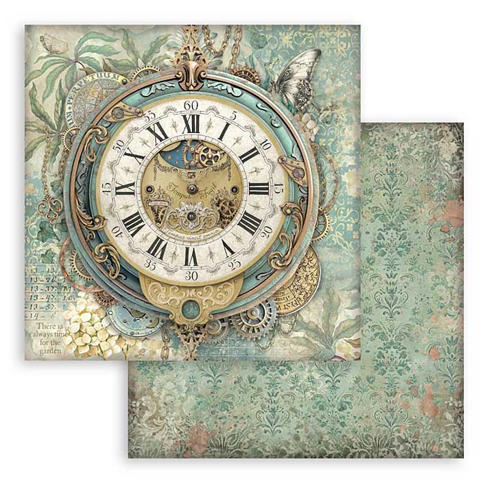 Stamperia Gardens of Time 12x12 Inch Paper Sheet Big Clock (10pcs) by Antonis Tzanidakis