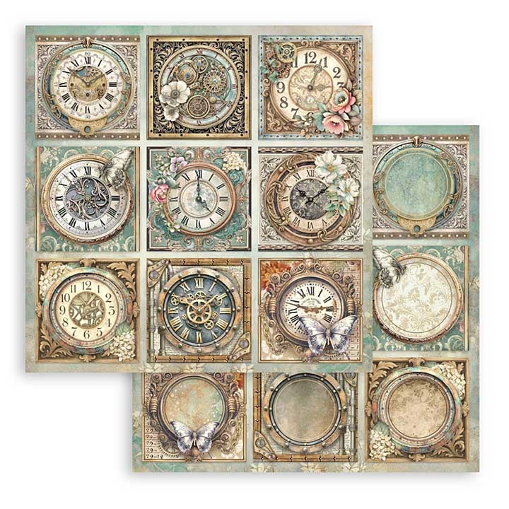 Stamperia Gardens of Time 12x12 Inch Paper Sheet 9 Cards (10pcs) by Antonis Tzanidakis