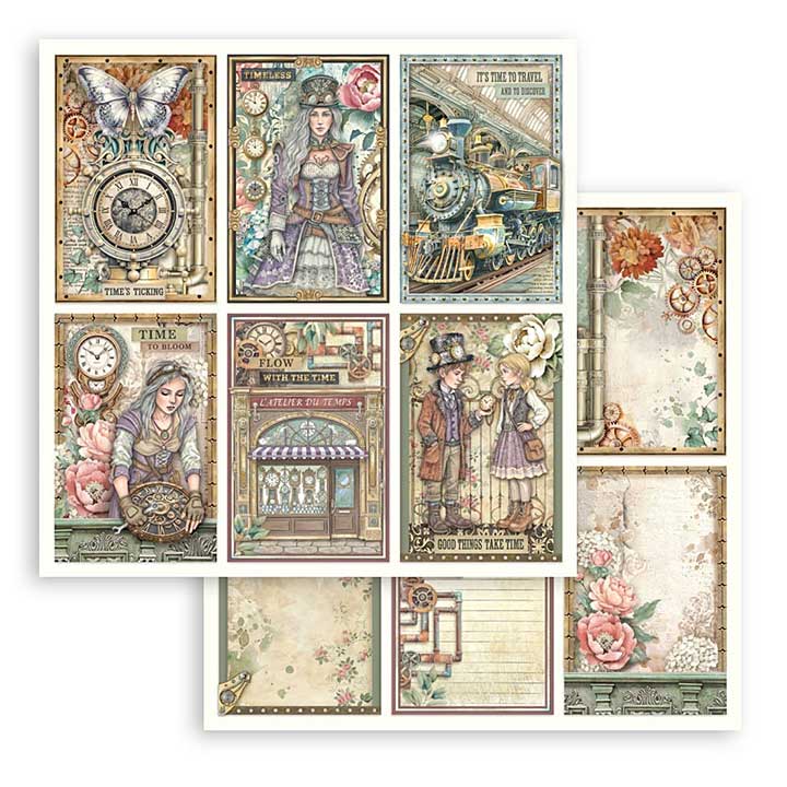 Stamperia Gardens of Time 12x12 Inch Paper Sheet 6 Cards (10pcs) by Antonis Tzanidakis