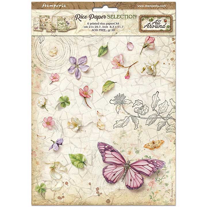 PRE: Stamperia All Around A4 Rice Paper Selection (6pcs)