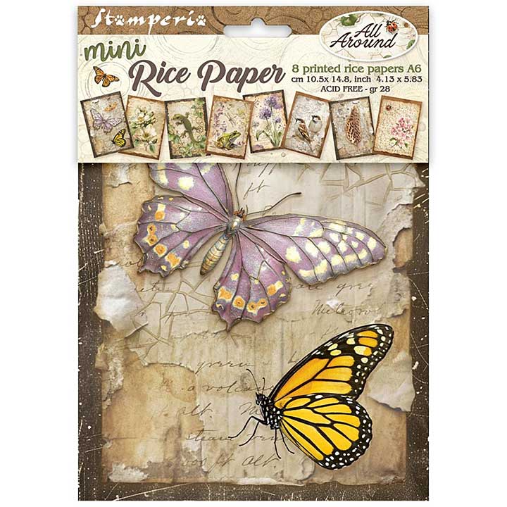 PRE: Stamperia All Around A6 Mini Rice Paper Selection (8pcs)