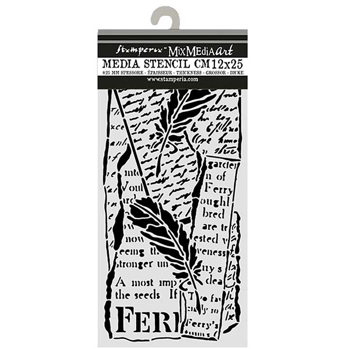 PRE: Stamperia All Around Thick Stencils 12x25cm Letter and Feathers
