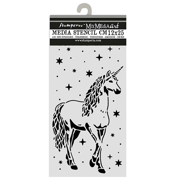 PRE: Stamperia Wonderland Thick Stencils 12x25cm Unicorn