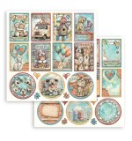 Stamperia Furry Friends 2 12x12 Inch Paper Sheet Cards and Rounds (10pcs) by Antonis Tzanidakis