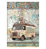 Stamperia Furry Friends 2 A4 Rice Paper Beater Truck (6pcs) by Antonis Tzanidakis