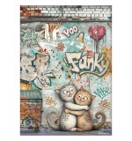 Stamperia Furry Friends 2 A4 Rice Paper Funky Cats (6pcs) by Antonis Tzanidakis