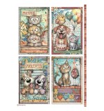 Stamperia Furry Friends 2 A4 Rice Paper Cards (6pcs) by Antonis Tzanidakis