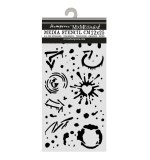 Stamperia Furry Friends 2 Thick Stencils 12x25cm Ink Splatters by Antonis Tzanidakis