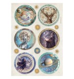 Stamperia Cosmos A4 Rice Paper Rounds (6pcs) by Cristina Radovan