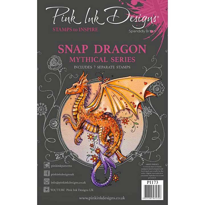 SO: Pink Ink Designs Snap Dragon 6 in x 8 in Clear Stamp Set