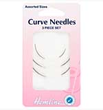 SO: Hemline Hand Sewing Needles - 3 Curved Needles, Assorted Sizes