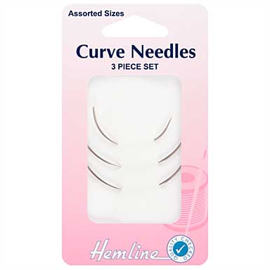 SO: Hemline Hand Sewing Needles - 3 Curved Needles, Assorted Sizes
