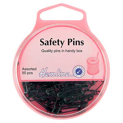 SO: Hemline Safety Pins,  Assorted Sizes, Black (20mm, 23mm, 50pcs)