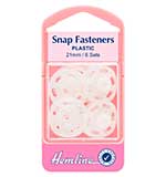 SO: Hemline Snap Fasteners Sew-on Clear (Plastic) 21mm Pack of 6
