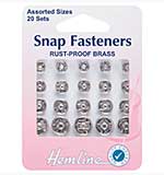 Hemline Sew-on Snap Fasteners - Nickel, Assorted sizes (20pcs)