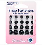 Hemline Sew-on Snap Fasteners - Black, Assorted sizes (20pcs) Hemline Sew-on Snap Fasteners - Black, Assorted sizes (20pcs)