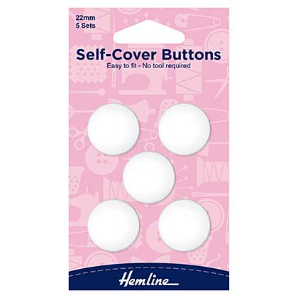 SO: Hemline Self-Cover Buttons Nylon 22mm (5pk White)