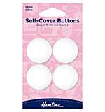 Hemline Self-Cover Buttons Nylon 29mm (4pk White)