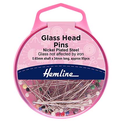 SO: Hemline Pins Glass Head 34mm (Nickel 95 Pieces)