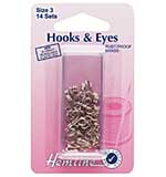 SO: Hemline Hooks and Eyes - Nickel Silver, Size 3, (14 sets)
