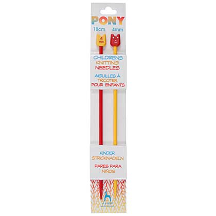 SO: Pony Childrens Coloured Knitting Pins (Plastic Single Ended, 18cm x 4.00mm)