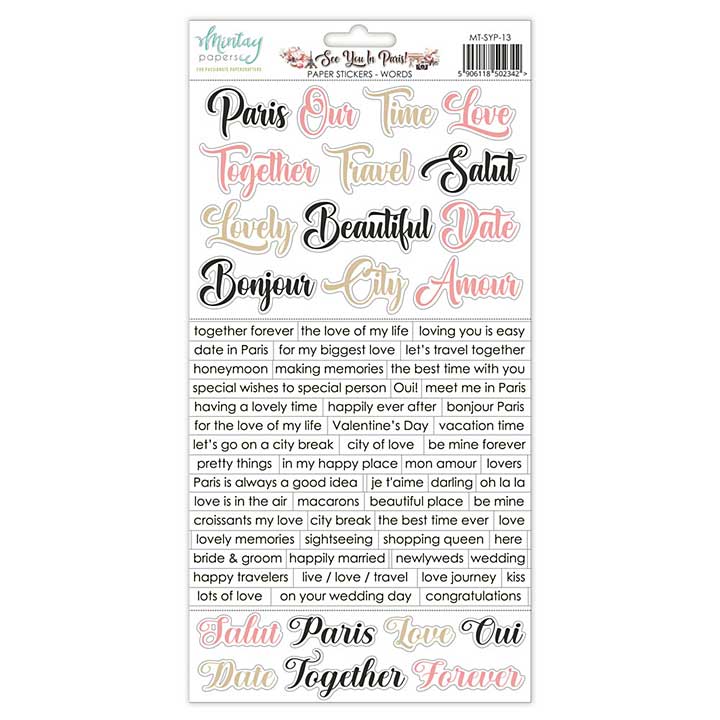 Mintay See You In Paris 6x12 Inch Paper Stickers Words